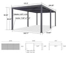 PURPLE LEAF Caesar Outdoor Louvered Pergola Patio Sun Shade Shelter with Adjustable Hardtop Patio Pergola Gray Frame White Roof