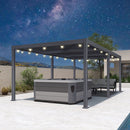 PURPLE LEAF Caesar Louvered Pergola with Yellow String Lights Patio Aluminum Pergola with Independent Adjustable Rainproof Roof Hardtop Pergola for Outdoor Deck Garden Yard