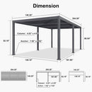 PURPLE LEAF Caesar Louvered Pergola with Yellow String Lights Patio Aluminum Pergola with Independent Adjustable Rainproof Roof Hardtop Pergola for Outdoor Deck Garden Yard