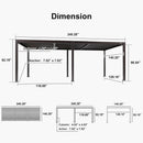 PURPLE LEAF Caesar Louvered Pergola Outdoor Adjustable Louvre Shade Modern Patio Aluminum Pergola with  Yellow Lights