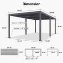 PURPLE LEAF Caesar Louvered Pergola with Yellow String Lights Patio Aluminum Pergola with Independent Adjustable Rainproof Roof Hardtop Pergola for Outdoor Deck Garden Yard