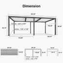 PURPLE LEAF Caesar Outdoor Louvered Pergola Patio Sun Shade Shelter with Adjustable Hardtop Patio Pergola Gray Frame White Roof