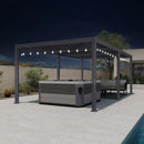 PURPLE LEAF Caesar Louvered Pergola with Milky String Lights Patio Aluminum Pergola with Independent Adjustable Rainproof Roof With Milky Lights