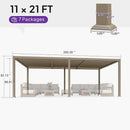 PURPLE LEAF Caesar Solar Louvered Pergola with LED Strip Lights and Control Panel Aluminum Outdoor Pergola with Adjustable Roof for Patio Deck Garden Yard Champagne