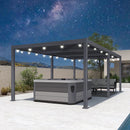 PURPLE LEAF Caesar Louvered Pergola with Milky String Lights Patio Aluminum Pergola with Independent Adjustable Rainproof Roof With Milky Lights