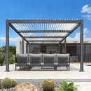 PURPLE LEAF Caesar Outdoor Louvered Pergola Patio Sun Shade Shelter with Adjustable Hardtop Patio Pergola Gray Frame White Roof