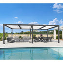 PURPLE LEAF Caesar Outdoor Louvered Pergola Patio Sun Shade Shelter with Adjustable Hardtop Patio Pergola Gray Frame White Roof