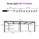 PURPLE LEAF Caesar Louvered Pergola with Milky String Lights Patio Aluminum Pergola with Independent Adjustable Rainproof Roof With Milky Lights