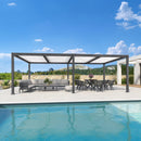 PURPLE LEAF Caesar Outdoor Louvered Pergola Patio Sun Shade Shelter with Adjustable Hardtop Patio Pergola Gray Frame White Roof