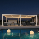 PURPLE LEAF Caesar LED Louvered Pergola with Integrated Solar Strip Lights Adjustable Aluminum Louvers Wind Resistant Pergolas for Patio Dining Deck Garden Yard White