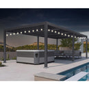 PURPLE LEAF Caesar Louvered Pergola with Yellow String Lights Patio Aluminum Pergola with Independent Adjustable Rainproof Roof Hardtop Pergola for Outdoor Deck Garden Yard