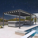 PURPLE LEAF Caesar Louvered Pergola with Milky String Lights Patio Aluminum Pergola with Independent Adjustable Rainproof Roof With Milky Lights