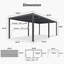 PURPLE LEAF Caesar Outdoor Louvered Pergola Patio Sun Shade Shelter with Adjustable Hardtop Patio Pergola Grey