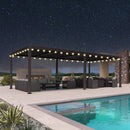 PURPLE LEAF Caesar Louvered Pergola Outdoor Adjustable Louvre Shade Modern Patio Aluminum Pergola with  Yellow Lights