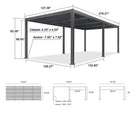 PURPLE LEAF Caesar Outdoor Louvered Pergola Patio Sun Shade Shelter with Adjustable Hardtop Patio Pergola Gray Frame White Roof