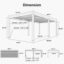 PURPLE LEAF Caesar LED Louvered Pergola with Integrated Solar Strip Lights Adjustable Aluminum Louvers Wind Resistant Pergolas for Patio Dining Deck Garden Yard White