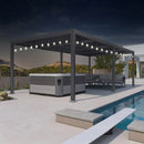 PURPLE LEAF Caesar Louvered Pergola with Milky String Lights Patio Aluminum Pergola with Independent Adjustable Rainproof Roof With Milky Lights
