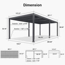 PURPLE LEAF Caesar Outdoor Louvered Pergola Patio Sun Shade Shelter with Adjustable Hardtop Patio Pergola Grey