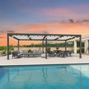 PURPLE LEAF Caesar Louvered Pergola with String Lights Patio Aluminum Pergola with Independent Adjustable Rainproof Roof With Yellow Lights