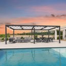 PURPLE LEAF Caesar Louvered Pergola with Milky String Lights Patio Aluminum Pergola with Independent Adjustable Rainproof Roof With Milky Lights