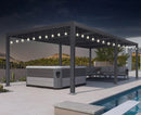 PURPLE LEAF Caesar Louvered Pergola with Milky String Lights Patio Aluminum Pergola with Independent Adjustable Rainproof Roof Hardtop Pergola for Outdoor Deck Garden Yard