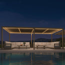 PURPLE LEAF Caesar Solar Louvered Pergola with LED Strip Lights and Control Panel Aluminum Outdoor Pergola with Adjustable Roof for Patio Deck Garden Yard Champagne