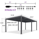 PURPLE LEAF Caesar Louvered Pergola with Yellow String Lights Patio Aluminum Pergola with Independent Adjustable Rainproof Roof Hardtop Pergola for Outdoor Deck Garden Yard