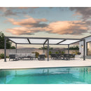 PURPLE LEAF Caesar Outdoor Louvered Pergola Patio Sun Shade Shelter with Adjustable Hardtop Patio Pergola Gray Frame White Roof