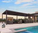 PURPLE LEAF Caesar Louvered Pergola Outdoor Adjustable Louvre Shade Modern Patio Aluminum Pergola with  Yellow Lights
