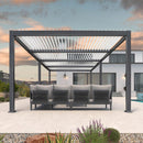 PURPLE LEAF Caesar Outdoor Louvered Pergola Patio Sun Shade Shelter with Adjustable Hardtop Patio Pergola Gray Frame White Roof