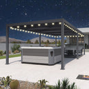 PURPLE LEAF Caesar Louvered Pergola with Yellow String Lights Patio Aluminum Pergola with Independent Adjustable Rainproof Roof Hardtop Pergola for Outdoor Deck Garden Yard