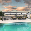 PURPLE LEAF Caesar Outdoor Louvered Pergola Patio Sun Shade Shelter with Adjustable Hardtop Patio Pergola Gray Frame White Roof