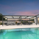 PURPLE LEAF Caesar Louvered Pergola with String Lights Patio Aluminum Pergola with Independent Adjustable Rainproof Roof With Yellow Lights