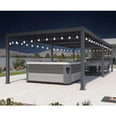 PURPLE LEAF Caesar Louvered Pergola with Yellow String Lights Patio Aluminum Pergola with Independent Adjustable Rainproof Roof Hardtop Pergola for Outdoor Deck Garden Yard
