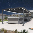 PURPLE LEAF Caesar Louvered Pergola with Milky String Lights Patio Aluminum Pergola with Independent Adjustable Rainproof Roof With Milky Lights