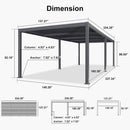 PURPLE LEAF Caesar Louvered Pergola with Yellow String Lights Patio Aluminum Pergola with Independent Adjustable Rainproof Roof Hardtop Pergola for Outdoor Deck Garden Yard