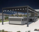 PURPLE LEAF Caesar Louvered Pergola with Milky String Lights Patio Aluminum Pergola with Independent Adjustable Rainproof Roof With Milky Lights