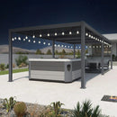 PURPLE LEAF Caesar Louvered Pergola with Milky String Lights Patio Aluminum Pergola with Independent Adjustable Rainproof Roof With Milky Lights