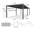 PURPLE LEAF Caesar Outdoor Louvered Pergola Patio Sun Shade Shelter with Adjustable Hardtop Patio Pergola Gray Frame White Roof