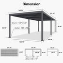 PURPLE LEAF Caesar Outdoor Louvered Pergola Patio Sun Shade Shelter with Adjustable Hardtop Patio Pergola Grey