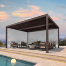 PURPLE LEAF Athena Louvered Pergola Bronze Outdoor Aluminum Pergola with Roller Blind Adjustable Gazebo for Patio Deck Garden