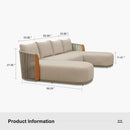 PURPLE LEAF Hailar U-Shaped Patio Conversation Set with Genuine Teak Cushions and Pillows Olefin Rope Backres Outdoor Couch Sets for Porch Garden