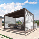 PURPLE LEAF Athena Louvered Pergola Bronze Outdoor Aluminum Pergola with Roller Blind Adjustable Gazebo for Patio Deck Garden