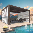 PURPLE LEAF Athena Louvered Pergola Bronze Outdoor Aluminum Pergola with Roller Blind Adjustable Gazebo for Patio Deck Garden