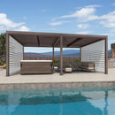 PURPLE LEAF Athena Louvered Pergola Bronze Outdoor Aluminum Pergola with Roller Blind Adjustable Gazebo for Patio Deck Garden