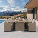 PURPLE LEAF Sanori Patio Dining Set Modern Large Weather-Resistant Table and Aluminum Chairs with Cushions for Garden Beige