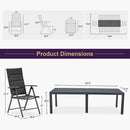PURPLE LEAF  Folding Outdoor Dining Set  with Aluminum Table and Padded Chairs All Weather Dining Table Sets for Garden Backyard Poolside