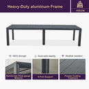 PURPLE LEAF  Folding Outdoor Dining Set  with Aluminum Table and Padded Chairs All Weather Dining Table Sets for Garden Backyard Poolside