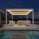 PURPLE LEAF Athena Louvered Pergola White Outdoor Aluminum Pergola with Strip Lights Adjustable Gazebo for Patio Deck Garden
