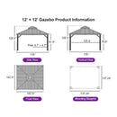PURPLE LEAF Hardtop Gazebo for Patio Wood Grain Aluminum Frame Awning with String Lights-clear
